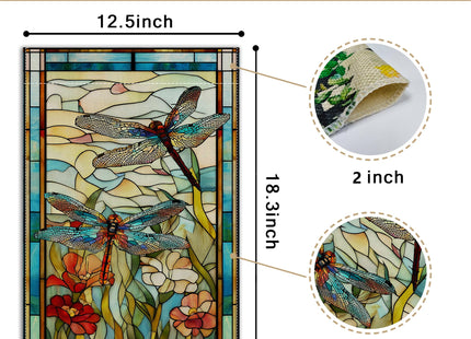 Garden Flags, Dragonfly Garden Flag, Stained Glass Style Dragonfly Floral Flag Double-Sided Flags for Farmhouse Yard Outdoor Decoration-12 x 18inch (Dragonfly)