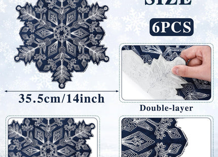 HunnmingRe Christmas Snowflake Placemats Set of 6 Blue Snowflake Table Mats