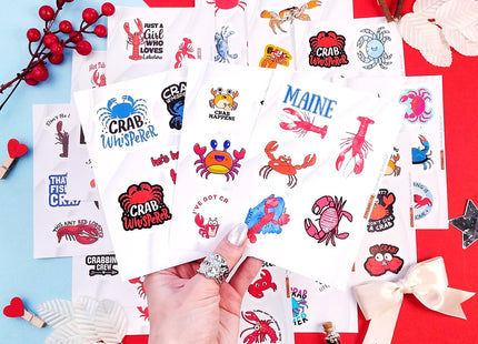 Crab & Lobster Stickers for Water Bottle and Laptop - Marine Life Party Supplies & Decorations, Waterproof Vinyl Sea Creature Decals, Lobster Stickers Laptop Decals, Gifts for Women & Men
