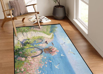 FUYEUN 2' x 3' Coastal Bike Area Rug: Pastoral Style Non-Slip Beach Path Carpet for Girls Bedroom Entryway Hallway Floor Mat Doormat, 23.6" x 35.4"