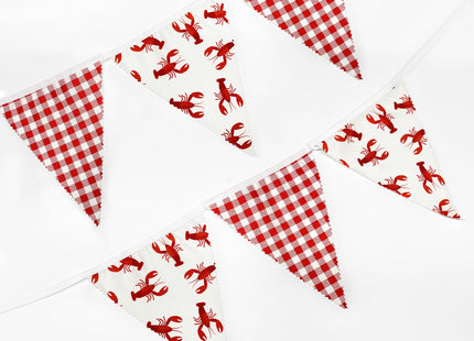 32Ft Crawfish Party Decorations Red Buffalo Plaid Crawfish Pennant Banner Fabric Triangle Flag Garland Streamers for Lobster Birthday Shrimp Seafood Boil Baby Shower Barbecue Party Decor Supplies