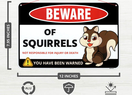 Venicor Squirrel Decor Sign - 8 x 12 Inches - Aluminum - Funny Squirrel Gifts for Squirrel Lovers - Squirrel Stickers Call Stuffed Plush