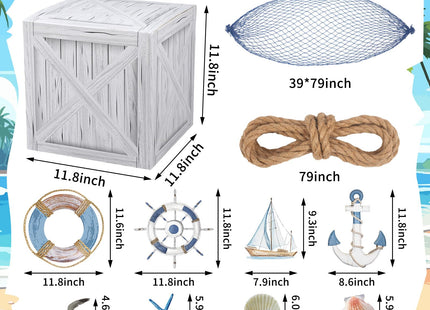 JellyArch 18 Pcs Nautical Party Decor Treasure Chest set, Blue, Nautical