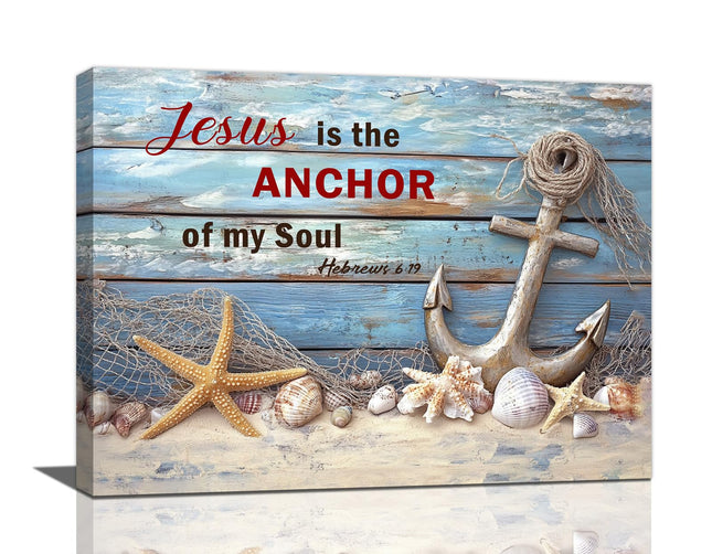 Trulave Nautical Anchor Wall Art Ocean Starfish Shell Pictures Decor 16x12