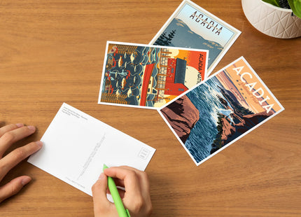 Lantern Press Acadia National Park - Postcard Set of 12 Different Original Hand Illustrated Postcards …