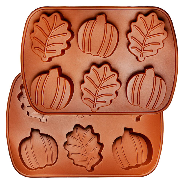 Pumpkin Silicone Molds, 2PCS Fall Jumbo Maple Leaf Pumpkin Ice Cube Trays