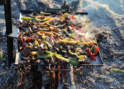GameMaker Open Fire Cooking Griddle | Adjustable Height Campfire Skillet