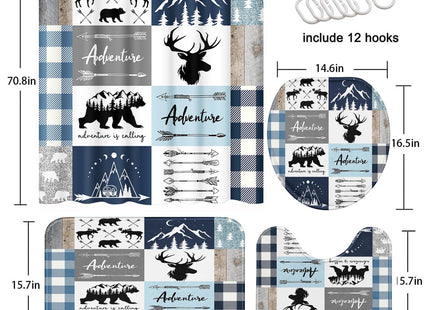 Pamnest Shower Curtain Set 4 Pieces Moose Bear Bathroom Sets