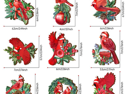 BBTO 36 Pcs Christmas Cardinal Ornament Red Cardinal Wood Decor