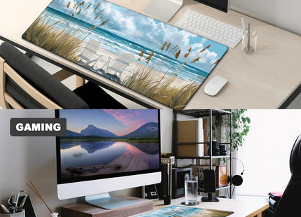 ainori Nautical Coastal Gaming Mouse Pad,12x31.5in Non-Slip Rubber Beach Desk Mat,Large Extended Mousepad for Office Home Laptop,Mice Pads Gifts,Game Lover Deskmat Decor (Peaceful Coastal Scene)