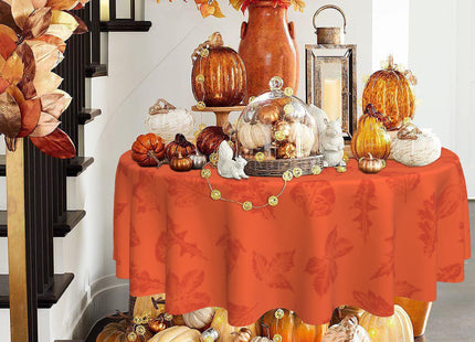 Fall Tablecloth Round 60 in Maple Leaf Table Cover Thanksgiving Table Cloth
