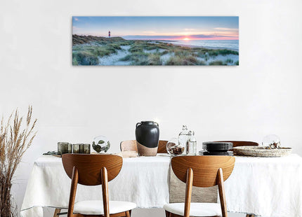 Beach Wall Art Coastal Wall Decor Sunset Lighthouse Landscape Canvas Prints Modern Horizontal Ocean Scenery Pictures Nature Seascape Painting Artwork for Living Room Bedroom Home Decoration 14x48"