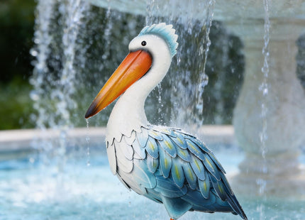 Ratuor Pelican Statues Metal Garden Decor Coastal Blue Heron Yard Art Sculpture Ornament for Backyard Porch Patio Pond Decor