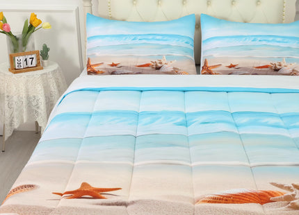 FUYEUN Beach Ocean Comforter Set Full, Seashell Starfish Bedding for Teens