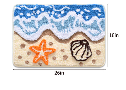 QJHOMO Beach Themed Bathroom Rug Beach Colorful Nautical Bath Mat 18x26 in