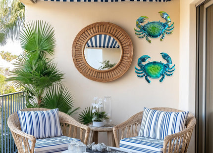 LIFFY Metal Crab Wall Art Decor Ocean Wall Hanging Coastal Wall Sculptures Beach Theme Wall Decoration for Indoor Outdoor Bathroom Bedroom Living Room Garden Pool (10inch,2 pcs)