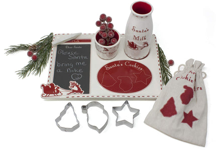 Child to Cherish Santa's Message Christmas Plate Set with Cookie Cutters, Santa plate, Santa milk jar, and Reindeer Treat Bowl
