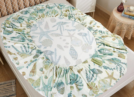 FADFAY Sheet Set Twin XL Beach Themed Bedding Sets 100% Cotton Super Soft Hypoallergenic Coastal Bedding White Teal Nautical Bedding with Deep Pocket Fitted Sheet 4-Pieces Twin Extra Long Size