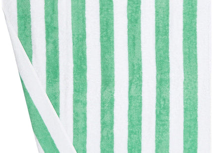 Amazon Basics Striped Beach Towels, Soft & Absorbent Pool Towel, 100% Ring-Spun Cotton, Machine Washable, Quick Dry, OEKO-TEX Certified, Large 30" x 60", Green Cabana Stripe, 2-Pack