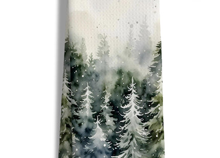 Nipil Forest Green Forest Kitchen Towels, Winter Pine Tree Dish Tea Towels, Winter Nature Landscape Decorative Hand Towel for Kitchen Bathroom, 16x24 Inch
