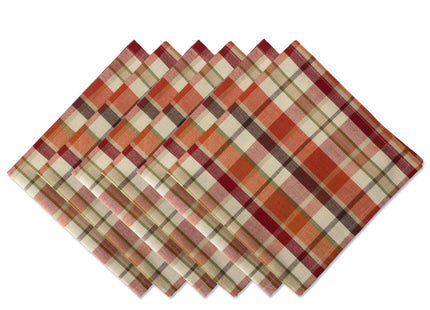 DII Thanksgiving & Fall Table Decoration Autumn Farmhouse Plaid, Napkin Set, 20x20, Pumpkin Spice Plaid, 6 Count