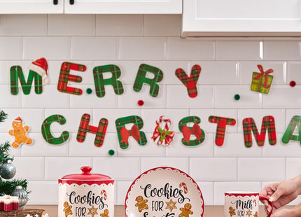 Bico Gingerbread Man Cookies For Santa Ceramic 9 inch Air Tight Storage Jar, Dishwasher Safe, for Christmas Eve