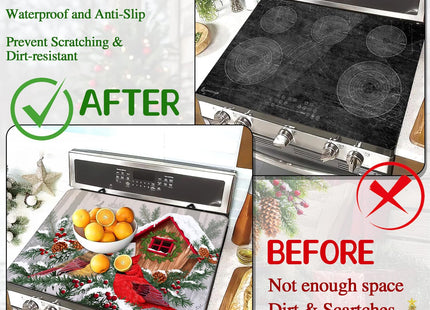 Christmas Stove Top Cover for Electric Stove 28 "x 20 ", Xmas Cardinal Bird Heat Resistant Glass Top Stove Cover Protector, Glass Cooktop Covers, Kitchen Flat Electric Stove Top Covers