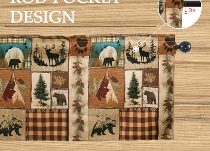 WTQPLNMCB Retro Bear Kitchen Valances 54" W x 18" L Windows Decor