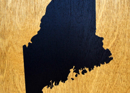 Maine Wood Sign - 8"x8" State Map Silhouette - Rustic Wall Decor for Home