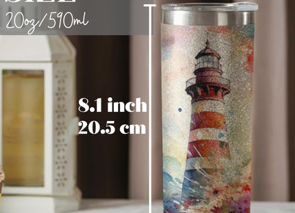 Onebttl Lighthouses Gifts for Lighthouse Lovers on National Lighthouse Day, Birthday and Chirstmas, 20 oz Insulated Stainless Steel Tumbler - Wave