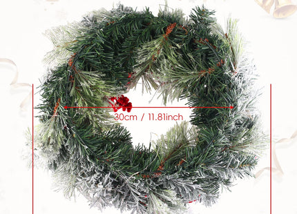 Christmas Wreath for Front Door, 18 Inch Prelit Christmas Wreath with Timer, Warm LED Light, Red Berries, Snow, Pinecone, Candy Cane, Lighted Xmas Decorations for Indoor Outdoor Xmas Collection