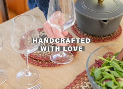 Homespice Chester Braided Placemats for Cabin Decor, Round 15" Set of 6