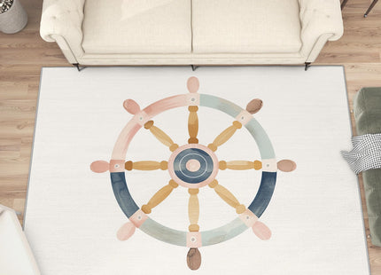 SherAvant Ship Wheel Area Rug - 2x3 Rug - Ship Wheel Rug - Cartoon Rudder Area Rug - Nautical Sea Ocean Rugs - Kids Boys Sailing Carpet - Home Decor