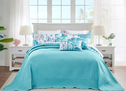 HZ & HY Oversized King Bedspreads, Coastal Seahorse