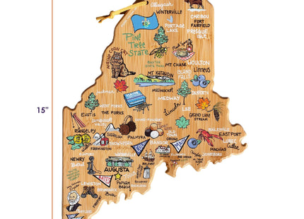 Totally Bamboo Maine State State Shaped Cutting Board, Art by Fish Kiss