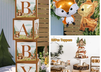123pcs Woodland Baby Shower Decorations