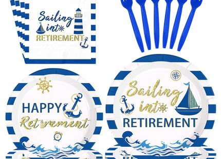 Greencian 96Pcs Nautical Retirement Party Decorations, Serves 24
