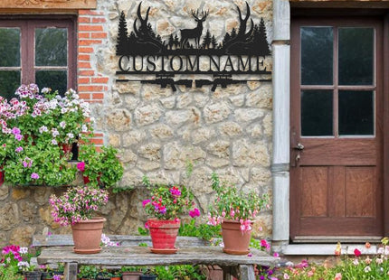 Personalized Deer Metal Cabin Sign, Metal Signs Customized, Outdoor Hunting Sign, Forest Deer Wall Decor, Deer Hunting Gift, Last Name Signs for Home, Cabin Decor, Housewarming Gifts