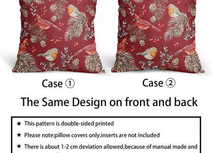 Kawani Christmas Pillow Covers 16X16 Inch Red Cardinal Pinecone Berry Leaves Decorative Pillow Cases Set of 2 Winter Xmas Throw Pillows Seasonal Farmhouse Home Decor for Sofa Couch Cushion Outdoor