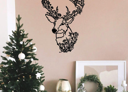 Metal Deer Head Wall Decor, Deer Decor Wall Art, Rustic Hunting Sign, Black
