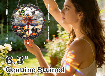 Dragonfly Stained Window Hanging Suncatcher, Memorial Sympathy Gift