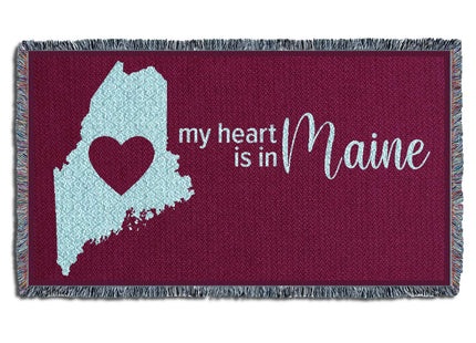 Pure Country Weavers My Heart is in Maine Blanket - Gift Tapestry Throw for Back of Couch or Sofa - Woven from Cotton - Made in the USA (61x36)