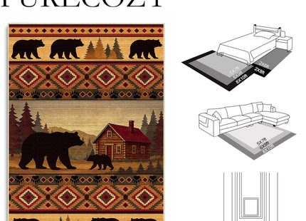 Glocmna Cabin Bear 2x6 Runner Rug for Hallway Bedroom Rustic Lodge Bear Rug