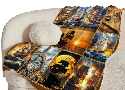 Tijuboni Nautical Sailboat Throw Blanket for Girls Boys 50"x40"