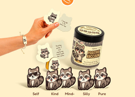STOFINITY Positive Raccoon Jar, 60 Cards, Raccoon Gifts for Women