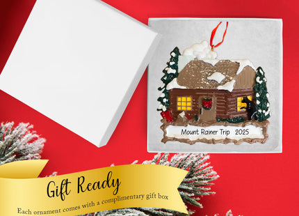 Uniqxmas Personalized Log Cabin Christmas Ornament 2026 | Rustic Cabin Ornament for Xmas Tree | First Camping Home, Camper Cabin Vacation Gift - Custom Name Year