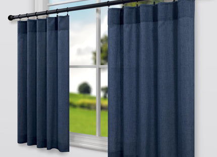 Pitalk Navy Blue Linen Kitchen Curtains for Windows Over Sink 2 Panels Back Tab Pocket Nautical Coastal Beach Small Bathroom Curtain for Short Window Bedroom Valance Mini 36x24 Length Dark Blue Indigo