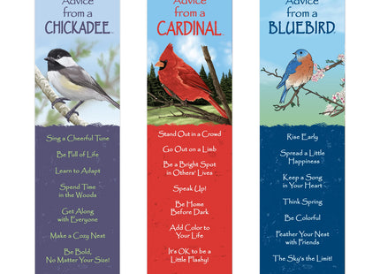 Advice from Nature Bird Bookmark Set Cardinal Chickadee Bluebird, 3 Pack