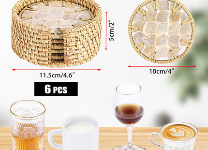 Coastal Coasters Set of 6, Boho Coaster Set with Holder, Fish Scale