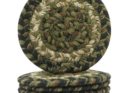 Homespice Pinecone Braided Coasters for Rustic Decor, Round 4" Set of 6